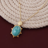 Faceted Oval Gemstone Gold Plated Necklaces, Dainty Pendant Necklace Set 5405