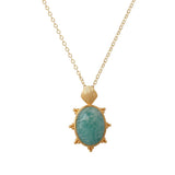 Faceted Oval Gemstone Gold Plated Necklaces, Dainty Pendant Necklace Set 5405