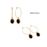 Faceted Oval Shape Peridot Gemstone Hoop Earrings, Gold Plated Statement Jewelry 5275