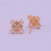 Floral Cluster Stud Earrings Elegant Gold - Plated Jewelry For Women