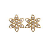 Flower Earring White Moonstone Stud Earring Gold Plated Floral Earring