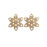 Flower Earring White Moonstone Stud Earring Gold Plated Floral Earring