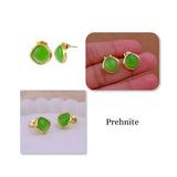 Gemstone Green Onyx Stud Earrings, Minimalist Birthstone Jewelry CE - 1018