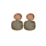 Geometric Multi - Stone Dangle Drops | Gold - Plated Double Drop Earrings 5027