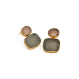 Geometric Multi - Stone Dangle Drops | Gold - Plated Double Drop Earrings 5027
