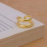Geometric Style Plain Brass Boho Rings, Bold Double Band Adjustable Ring Jewelry.