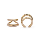Geometric Style Plain Brass Boho Rings, Bold Double Band Adjustable Ring Jewelry.