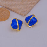 Gold Enamel Stud Earring Modern Style Earring