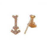 Gold-Plated Arrow-Shaped Stud Earrings with Sparkling Cubic Zircon