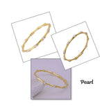 Gold - Plated Bamboo Bangle with Ethiopian Opal Gemstone, Handcrafted Jewelry CB - 1001