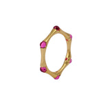 Gold Plated Bamboo Style Ring, Dainty Handcrafted Pink Fuchsia Eternity Ring CR - 1023