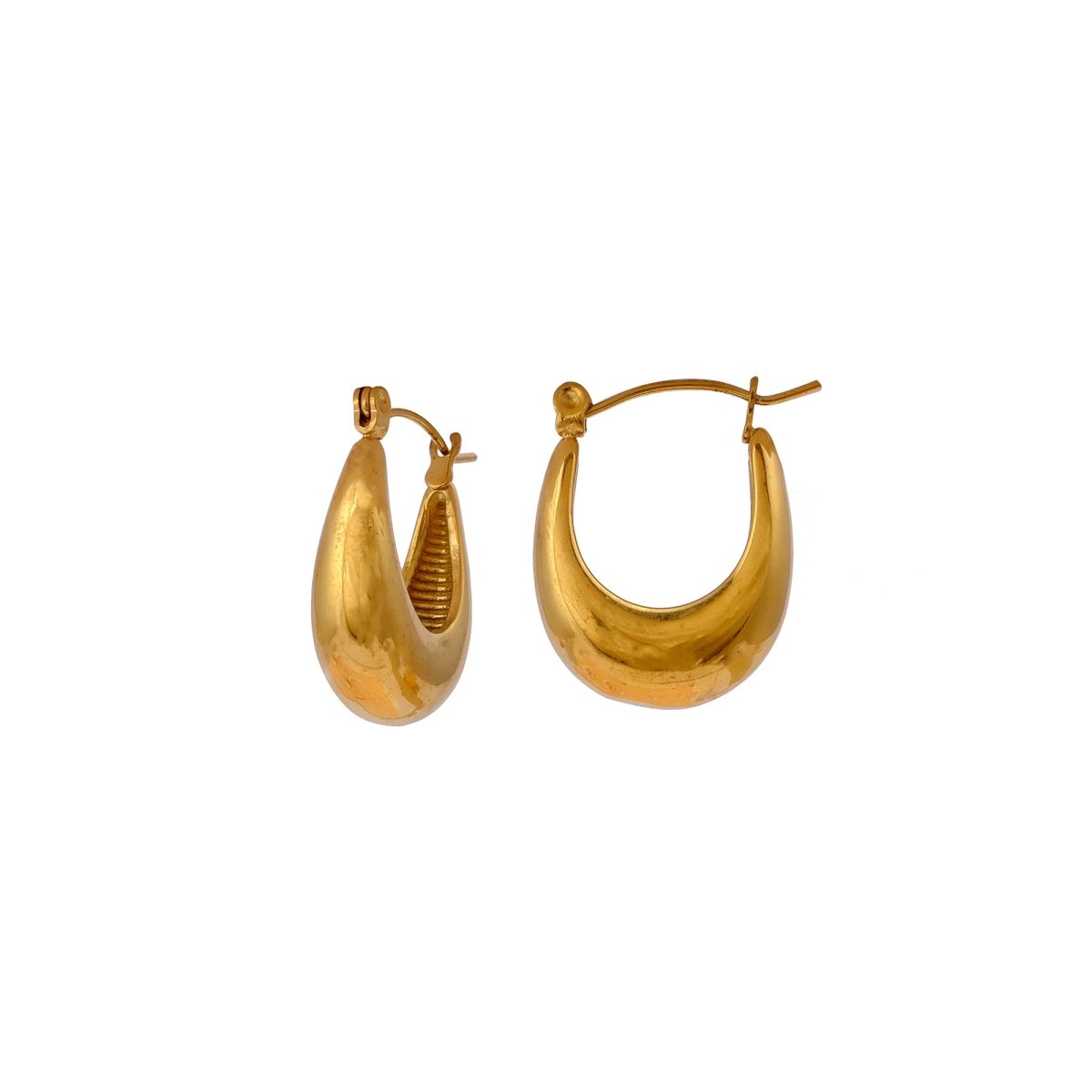 Gold Plated Chunky Crescent Hoop Earrings Bold Modern Statement Jewelry