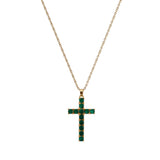 Gold - Plated Cross Apatite Gemstone CZ Pendant Necklace