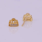 Gold Plated Crown Stud Earrings with CZ Gemstones – Elegant Tiara-Inspired Jewelry