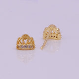 Gold Plated Crown Stud Earrings with CZ Gemstones – Elegant Tiara-Inspired Jewelry
