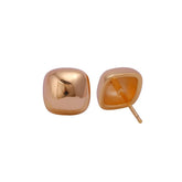 Gold Plated Cusion Stud Earrings Bold Rounded Square Minimalist Jewelry