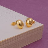 Gold Plated Dome Stud Earrings Bold Rounded Minimalist Jewelry