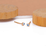 Gold-Plated Evil Eye Stud Minimalist Jewelry Everyday Earrings White