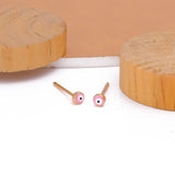 Gold-Plated Evil Eye Stud Minimalist Jewelry Everyday Earrings Pink