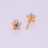 Gold Plated Flower Stud Earrings Delicate Floral Jewelry