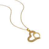 Gold Plated Heart Necklace with Cubic Zirconia Ring Pendant Elegant Love Jewelry Gift