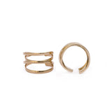 Gold Plated Open Brass Ring Jewelry, Trple Band Gold Stackable Ring For Gift.