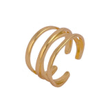 Gold Plated Open Brass Ring Jewelry, Trple Band Gold Stackable Ring For Gift.