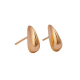 Gold Plated Organic Teardrop Stud Earrings Minimalist Modern Drop Jewelry