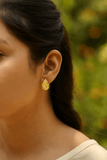 Gold Plated Organic Textured Teardrop Stud Earrings Modern Artisan Jewelry