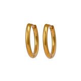 Gold Plated Oval Hoop Earrings Sleek Minimalist Everyday Jewelry
