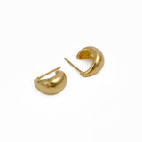 Gold Plated Teardrop Minimalist Sculptural Design Hoop Earrings
