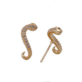 Gold Snake Stud Earrings Crystal Serpent Animal Gold Plated Studs