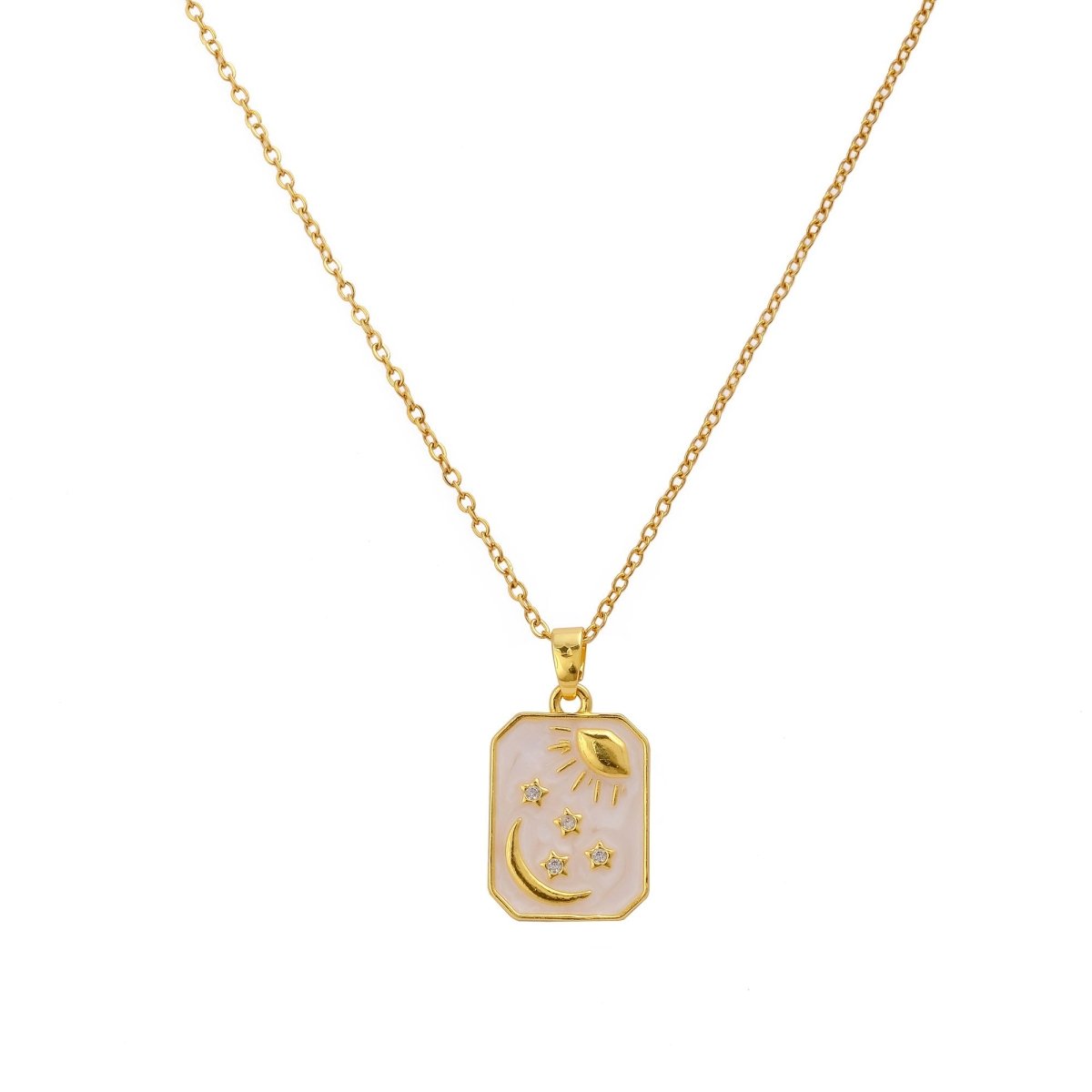 Gold Sun and Moon Pendant Necklace - Celestial Star Charm Jewelry