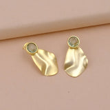 Green Amethyst Gemstone Earring Hammered Texture Gold Plated Push Back Stud Jewelry
