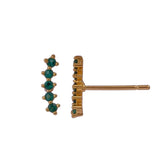 Green Emerald Gemstone Stud Earrings Aesthetic Climber Gold Plated Jewelry