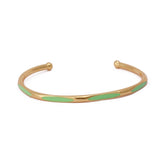 Green Enamel Bracelet Open Cuff Bracelet Gold Plated Bangle