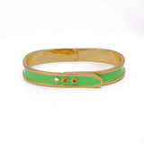 Green Enameled Bangle Aesthetic Gold Plated Jewelry For Her