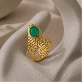 Green Onyx Faceted Gemstone Rings, Adjustable Gold Plated Jewelry CR-1015 Green Onyx