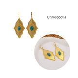 Green Strawberry Quartz Sunburst Drop Earrings, Gold Plated Statement Earrings 5379