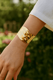 Hammered Gold Plated Wide Cuff Bracelet Bold & Elegant Accessory