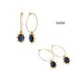 Handmade Gold Hoop Earrings with Citrine Gemstone, Boho Luxury Statement Jewelry 5275