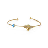 Honey Bee Charm Bangle Gold Plated Adjustable Jewelry