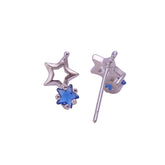 Iolite Quartz Gemstone Stud Earrings Tiny Aesthetic Star Earrings Silver Plated Jewelry