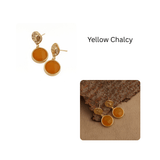 Iolite Round Shape Faceted Drop Earrings with Hammered Gold Plated Stud CE - 1038