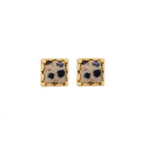 Labradorite Gemstone Earrings Stud, Square Shape Stud Earring, Gold Plated Stud Earring C Dalmatian Jasper