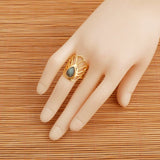 Labradorite Gemstone Ring Gold Plated Filigree Statement Ring