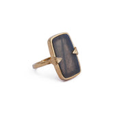 Labradorite Gemstone Ring Gold Plated Rectangular Ring