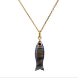 Labradorite Statement Fish Charm Necklace for Women, Sea Life Inspired Necklace 5287