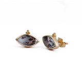 Labradorite Stud Earring Gold Plated Marquise Shape Gemstone Earring Dendrite Opal