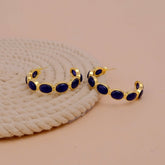 Lapis Lazuli Stud Hoop Earrings – Elegant Gold Minimalist Design CE-1005 Lapis Lazuli